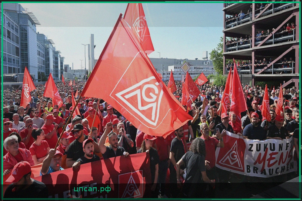 Массовые протесты против планов экономии в Mercedes-Benz